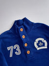 Roots Canada Quarter Button Sweatshirt Navy 1/4 Button Mock Neck Sweater (M)