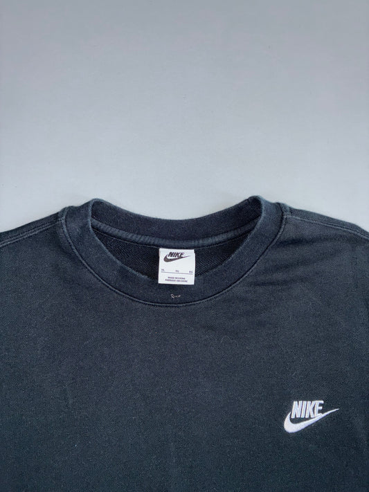 Nike Black Essential Crewneck Sweatshirt | Minimal Logo Pullover (XL)