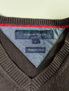 Tommy Hilfiger Premium Cotton Burgundy V-Neck Sweater (M)