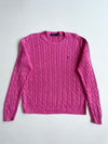 Polo Ralph Lauren Pink Cable Knit Crew Neck Sweater – (L)