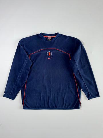 Nike Team Illinois Fighting Illini Therma-FIT Navy Fleece Pullover (XL)