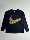 Nike Black Leopard Print Big Swoosh Crewneck Sweatshirt (M)
