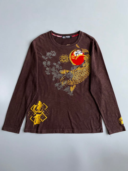 Big Train | Brown Embroidered Koi Longsleeve | (L)