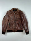 Devred 1902 Distressed Brown Leather Bomber Jacket with Cargo Pockets (M)