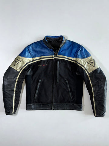 Dainese Blue/Silver Racing (Elbow padded) Leather Jacket (M)