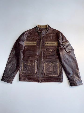 ZVintage Fabiani Pure Leather Utility Bomber Jacket RARE (L)