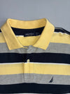 Nautica Striped Pique Polo Yellow Navy Grey (L)