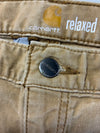Carhartt Relaxed Fit Brown Washed Canvas 5-Pocket Work Pants (W:36) (L:41)