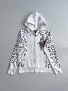 Grace & Fury Japanese Samurai Sakura Print Zip Hoodie – White – (S)