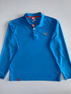 Puma | Cat Logo Long Sleeve Performance Polo | Electric Blue & Orange (2XL)