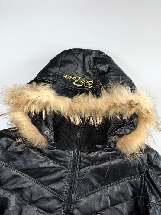 Big Train Premium Original Puffer Leather Jacket (Detechable Cap)  (L)