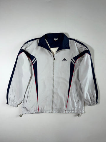 Vintage 90s Adidas Equipment White & Navy Track Jacket (XL)