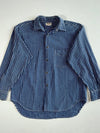 Vintage 90s Guess Jeans Jacquard Striped Indigo Denim Shirt (L)