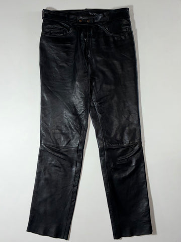 Vintage Louis Cafe Racer Black Leather Motorcycle Pants (W:34) (L:43)