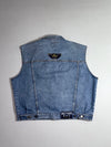 Vintage Back To Basics Biker Patch Denim Vest – Kaiserslautern – Light Wash (2XL)