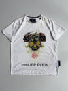 Philipp Plein Platinum Cut White Skull Graphic T-Shirt Rhine stone  (Xl)