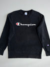 Champion Script Logo Crewneck Sweatshirt – Black, Size Large (M)