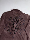 Rebel Spirit Military Zip Jacket with Embroidered Lion – Washed Brown (L)
