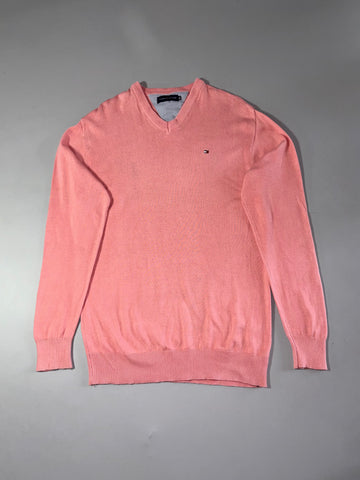 Tommy Hilfiger Cotton V-Neck Sweater – Salmon Pink (M/L)
