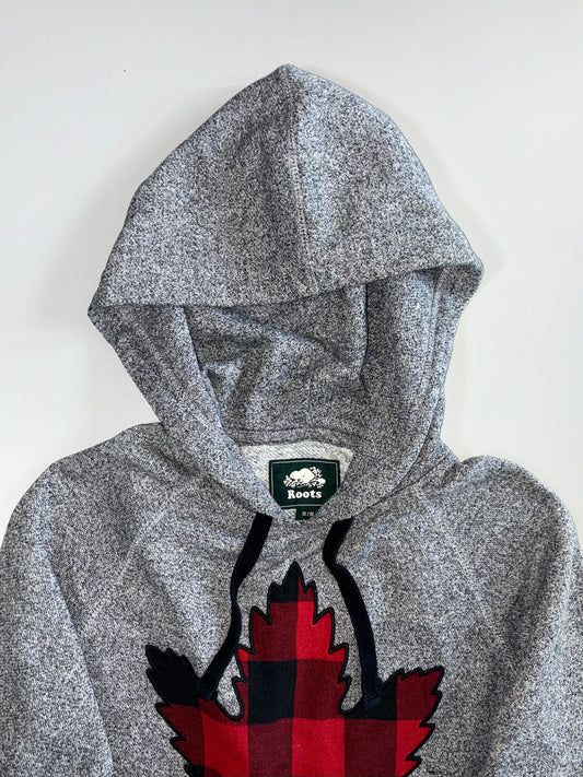 Roots Canada Buffalo Plaid Maple Leaf Pullover Hoodie (XS)