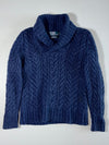 Polo Ralph Lauren | Navy Shawl Collar Cable Knit Merino Sweater | (XS)