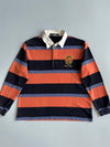 Vintage Striped Rugby Shirt – Navy, Orange & Grey “Since 1991” Crest (XL)