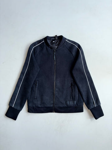 Vintage Adidas Black Piped Zip-Up Bomber Jacket (S)