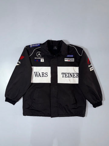 Mercedes Benz F1 “Warsteiner” Racing Jacket – Black/White Team Sponsor Print Jacket (S)