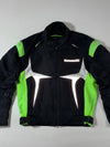 Kawasaki Racing Motorcycle Jacket  Black & Neon Green Padded Biker Jacket (XL)
