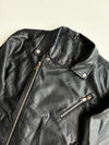 Black Faux Leather Asymmetric Zip Biker Jacket (S)