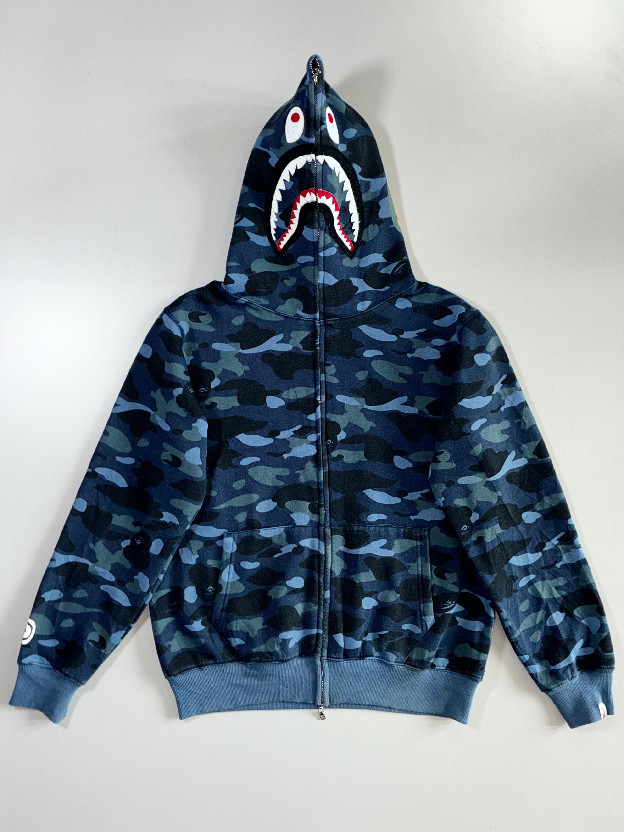 A Bathing Ape | Blue Camo Shark Full-Zip Hoodie(L) – Drip Drop Attire