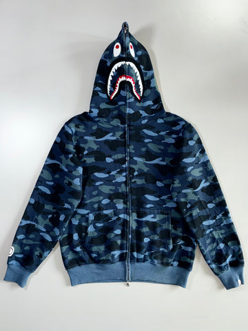A Bathing Ape | Blue Camo Shark Full-Zip Hoodie(L)