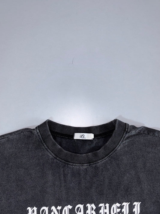 Vancarhell” Vintage-Wash Graphic Long Sleeve Tee – Black (XL)