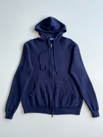 Polo Ralph Lauren Navy Waffle Knit Zip-Up Hoodie (L)