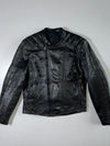 Textured Panel Leather Bomber Jacket (S)