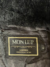 Vintage Mon Lup Black Leather Fur Collar Bomber Jacket (L)