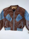 ZRare Italian Pure Leather x Denim Hybrid Jacket – Vintage 90s Statement (XL)