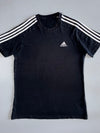 Adidas Black 3-Stripes Tee – White Shoulder Stripes & Logo (M)