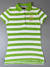 Tommy Hilfiger Green & White Striped Crest Polo women's (XS)