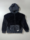 Nike Sherpa Fleece Hooded Jacket Black Nylon Trim Sportswear (S)