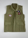 Vintage Utility Cargo Vest with Racing Patches (Mini / Eden Rock Grand Prix – Olive Khaki (S)