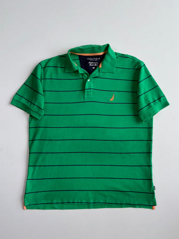 Nautica Striped Performance Deck Shirt Polo in Green (L)
