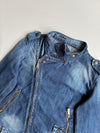Y2K Asymmetric Zip Denim Biker Jacket – Medium Blue Wash woman’s (XS)