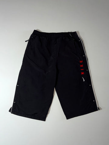 Vintage 90s Nike Black Snap Button 3/4 Track Shorts (W:30) (L:28)