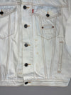Vintage Levi’s White Denim Trucker Jacket with Destroyed Raw Frayed Collar (M/L)
