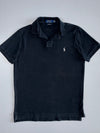 Polo Ralph Lauren Custom Slim Fit Pique Polo Shirt | Black Embroidered Pony Cotton (M/L)