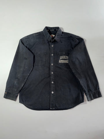 Harley-Davidson Washed Black Long-Sleeve Button-Up Shirt with Chest Logo (XL)