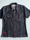 Vintage Rhino Ltd Black Denim Snap Shirt – Red Contrast Stitch Y2K (L)
