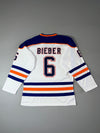 Edmonton Oilers Vintage Hockey Jersey — White | Blue & Orange Stripe (M/L)