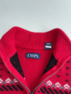 Chaps Red Fair Isle Moose Knit Quarter-Zip Sweater (2XL)